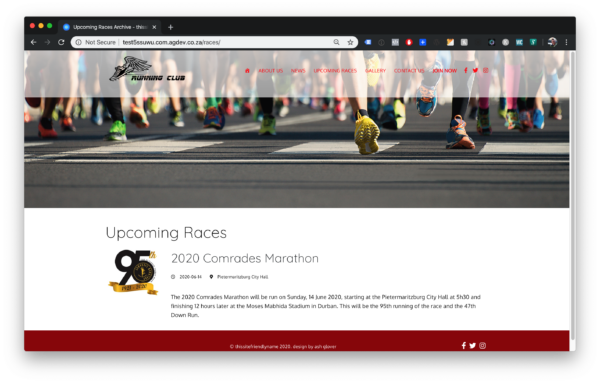 Upcoming Races page
