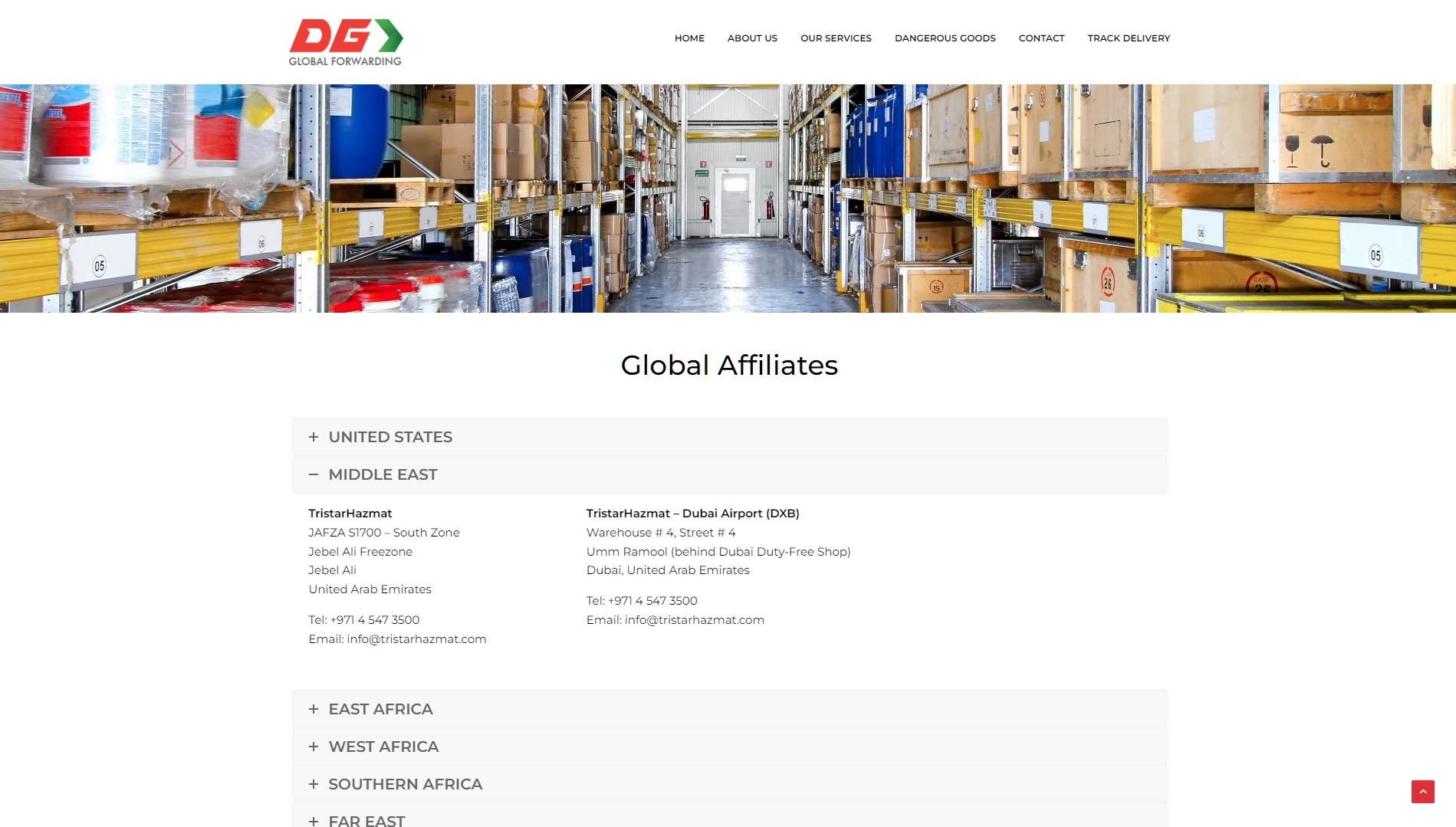 DG Global Forwarding Website